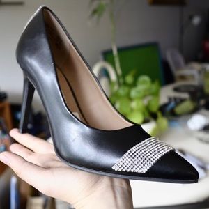 New Christian Siriano Black Heels w/ Silver Detail